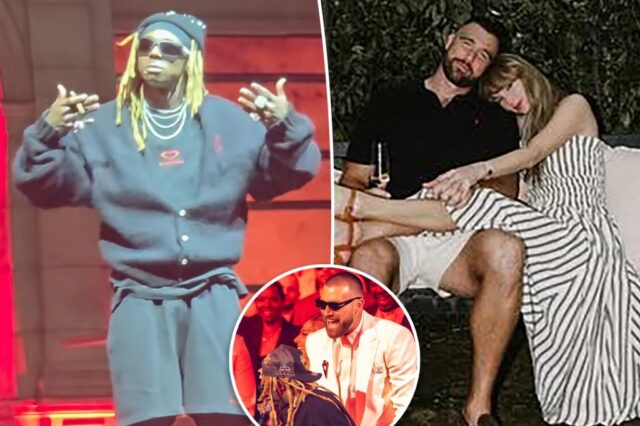 莉爾·韋恩（Lil Wayne）在比賽中間談論泰勒·斯威夫特（Taylor Swift），特拉維斯·凱爾斯（Travis Kelce）