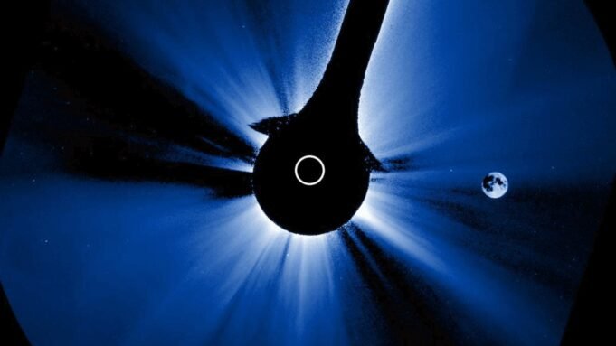 月亮在野生NOAA,衛星,2025年8月27日的照片中攝取太陽 月亮在野生NOAA,衛星,2025年8月27日的照片中攝取太陽
