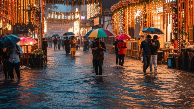 Janmashtami上的孟買大雨。互聯網用戶說:“雷霆宣布克里希納的到來,雷霆宣布了克里希納的到來,”互聯網用戶說。 Janmashtami上的孟買大雨。互聯網用戶說:“雷霆宣布克里希納的到來,雷霆宣布了克里希納的到來,”互聯網用戶說。