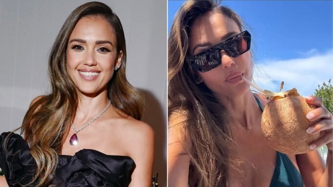 傑西卡·阿爾巴(Jessica Alba)在綠色比基尼自拍 傑西卡·阿爾巴(Jessica Alba)在綠色比基尼自拍