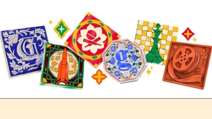 第79屆獨立日在印度展示了描繪民族成就的瓷磚的藝術品