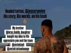 這位明星腳上的令人難以置信的紋身講述了去年在巴厘島緊急生下孩子的故事