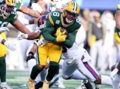 包裝工隊的喬什·雅各布斯在對陣巨人隊的比賽中膝蓋受傷缺席