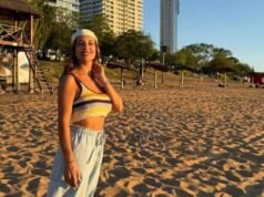 盧爾德·桑切斯 (Lourdes Sanchez) 被科連特斯 (Corrientes) 的日落所震撼,El Intransigente 景觀