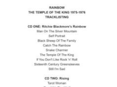 RAINBOW:《The Temple Of The King: 1975-1976》九張CD盒裝將於三月發行