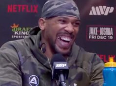 安東尼·約書亞對陣傑克·保羅賽后新聞發布會展示了印象派劇照,包括模仿狂野泰森·羅什