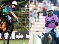 拉納蒂達-拉多菲納 (La Natidad-La Dolfina) 在阿根廷馬球公開賽決賽中對陣埃勒斯蒂納-印迪奧斯·查普萊福菲 (Ellerstina-Indios Chaplefofi)。