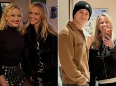 瑞茜·威瑟斯彭 (Reese Witherspoon) 與她的三個一模一樣的孩子合影