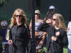 朱莉婭·羅伯茨 (Julia Roberts) 在參加侄女艾瑪·羅伯茨 (Emma Roberts) 的婚禮後,帶著長相酷似 21 歲的女兒黑茲爾 (Hazel) 外出