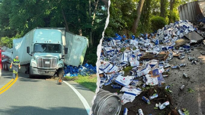 Bud Light 和 Michelob Ultra 在康乃狄克州索爾茲伯里的 44 號公路上發生洩漏。