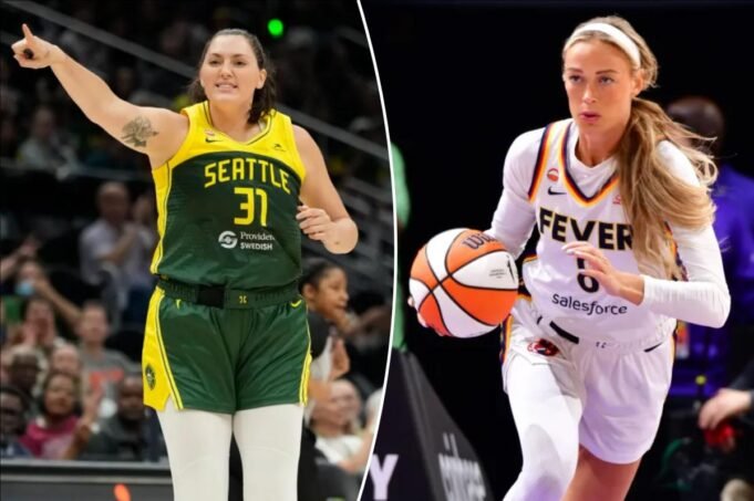 在跨性別運動員爭議後,WNBA 競爭對手在球迷集會上用襯衫惡搞索菲·坎寧安 (Sophie Cunningham) 在跨性別運動員爭議後,WNBA 競爭對手在球迷集會上用襯衫惡搞索菲·坎寧安 (Sophie Cunningham)
