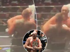 泰森·福里顯然在比賽中親吻了對手,場面十分狂野。