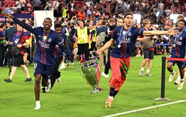 PSG vs Aston Villa: UEFA Super Cup – prediction, lineups, teams Paris St Germain's Ousmane Dembele and Achraf Hakimi celebrate with the trophy after winning the UEFA Champions League