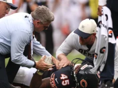 熊队后卫尼菲·休厄尔因腿部受伤离场 Bears LB Nephi Sewell carted off with leg injury