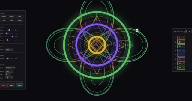 使用 Musical Spirograph 在浏览器中涂鸦生成作品 使用 Musical Spirograph 在浏览器中涂鸦生成作品