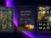 这 13 本科幻小说启发了我们最喜欢的电影和节目 The book covers for Annihilation, Station Eleven and Project Hail Mary against a purple planet background.