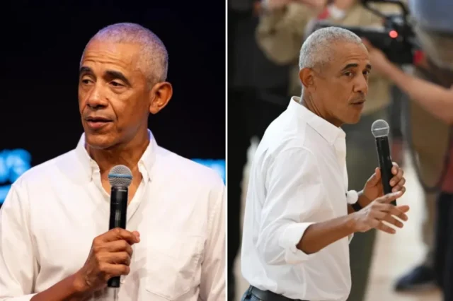 Former President Barack Obama speaking at the WNBA Changemaker Day.