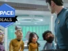 安全地观看《星际迷航:奇异新世界》,享受 87% 的折扣 Surfshark VPN Star Trek: New Worlds, Spock looking at the rest of the crew as puppets.